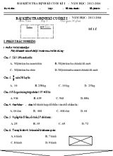 2 Đề kiểm tra định kỳ cuối học kỳ I môn Toán Lớp 3 - Năm học 2013-2014